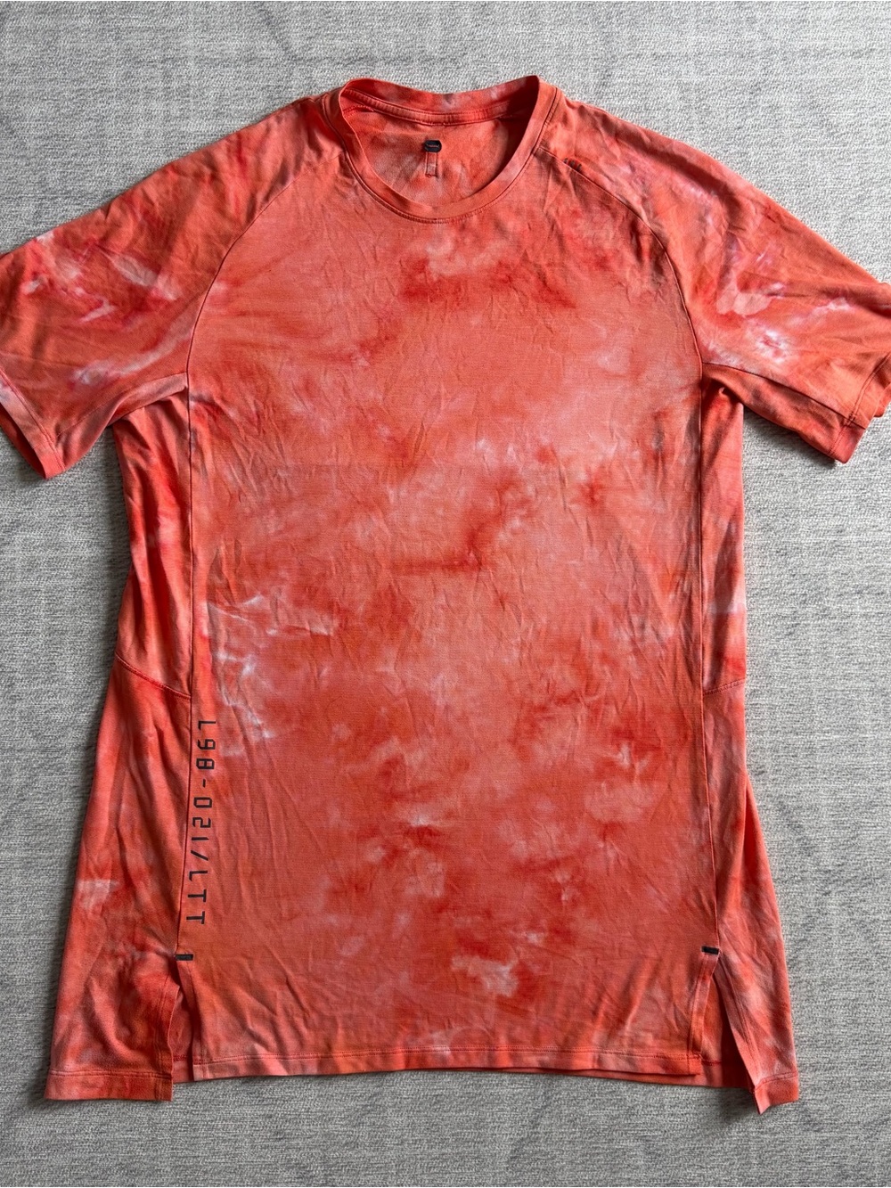 Lululemon Athletica Men’s Tie Dye Orange Always Agile Short Sleeve Shirt LARGE